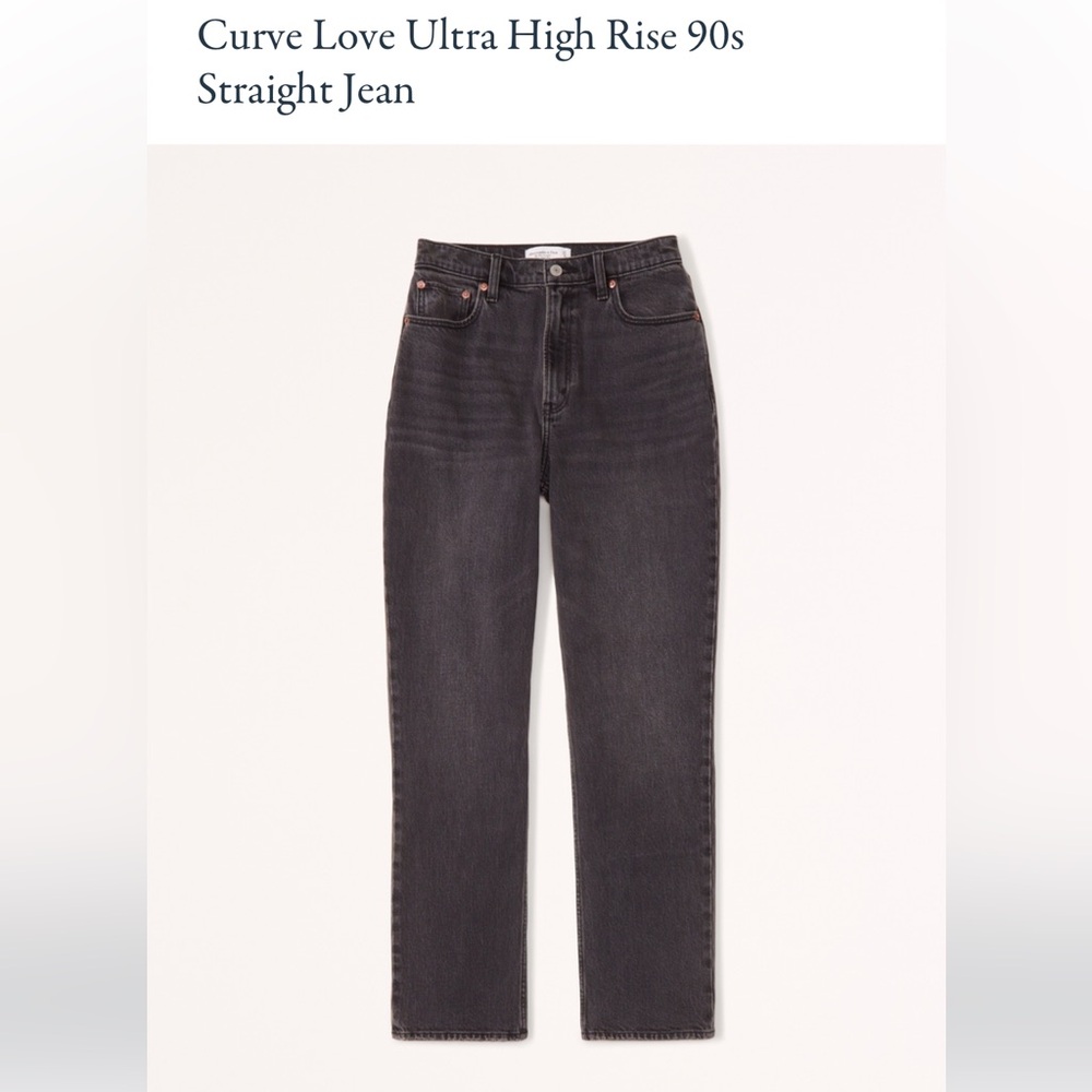 Abercrombie 90’s ultra high rise straight leg black jeans. Size 26 curve love.